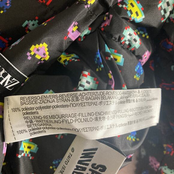 Zara Space Invaders Reversible Quilted Puffer Jacket Womens XS Oversized - Picture 15 of 16